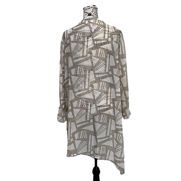 Chico’s Sheer Tunic Blouse Size 2 L | Lagenlook Asymmetrical Boho Coastal Beach - Picture 5 of 8